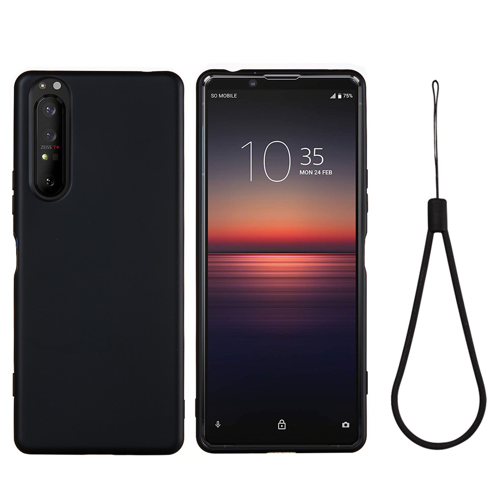 Case de Teléfono de Silicona Líquida Para Sony Xperia 5 II - Negro