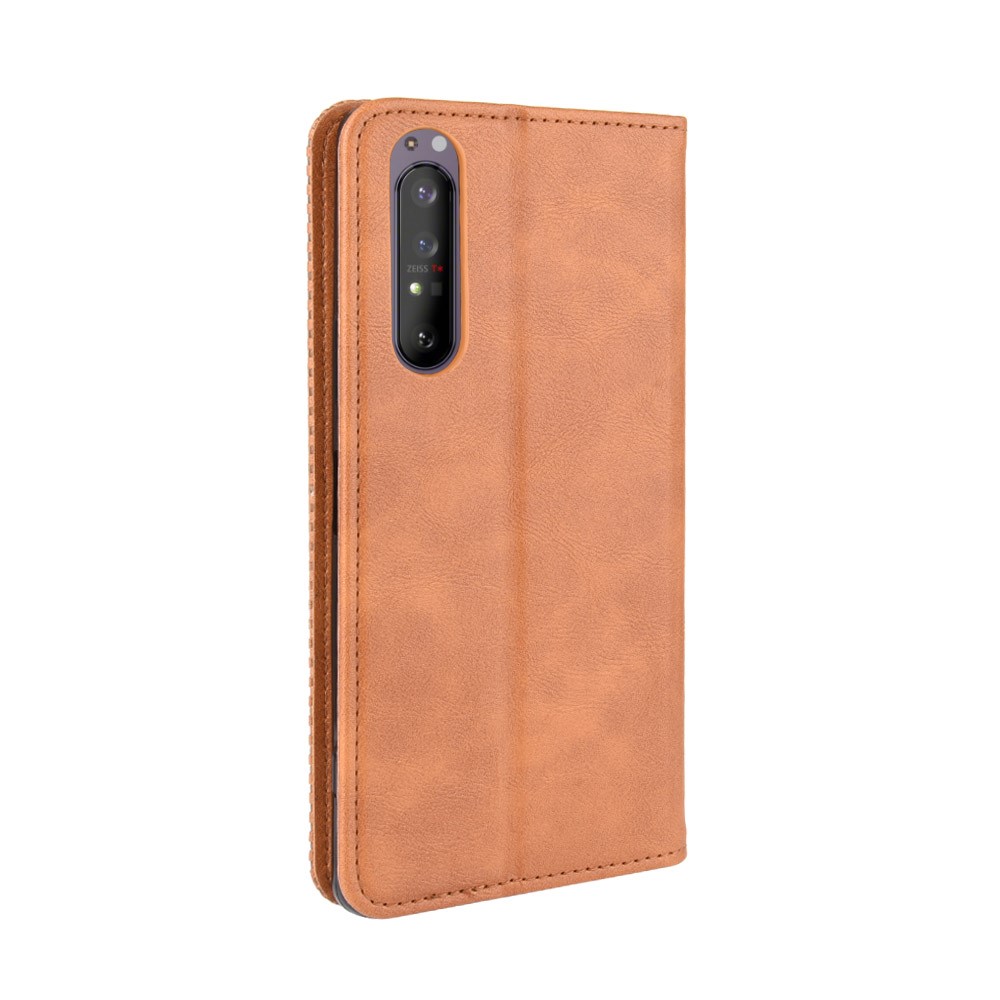 Auto-absorbed Retro Case Leather Phone Cover with Stand Wallet for Sony Xperia 5 II - Brown-6