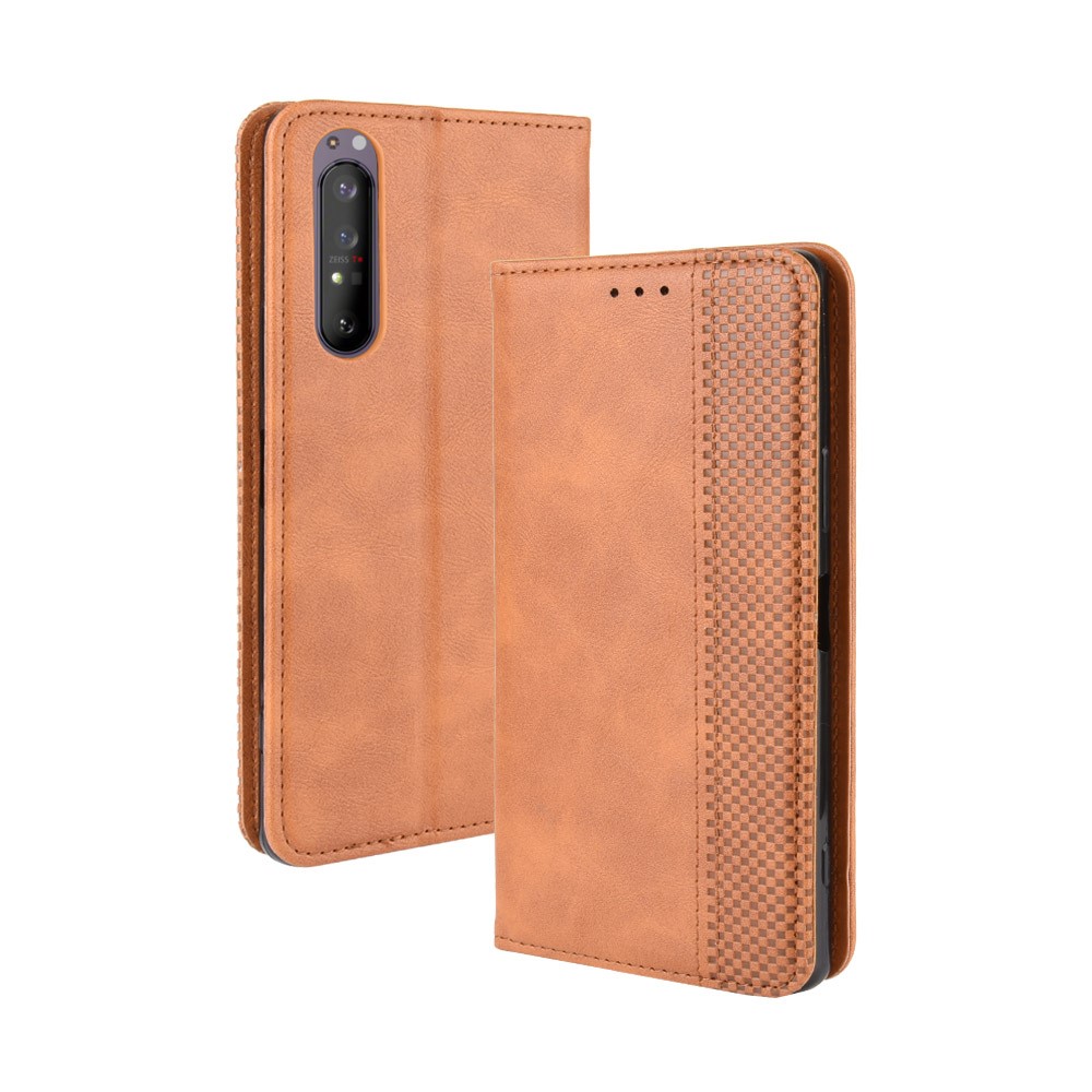 Auto-absorbed Retro Case Leather Phone Cover with Stand Wallet for Sony Xperia 5 II - Brown-7