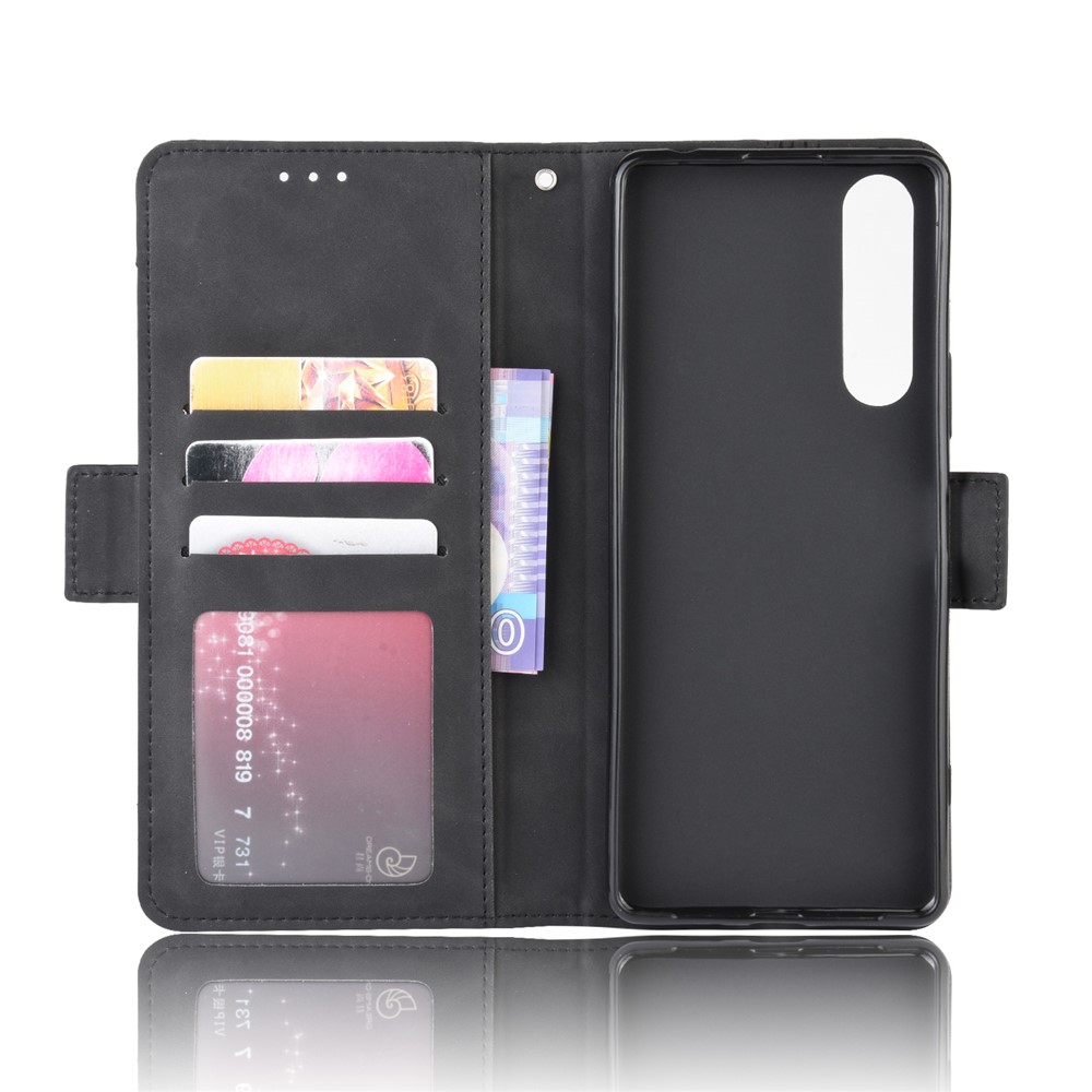 Multi-slot Leather Case Wallet Stand Shell for Sony Xperia 5 II - Black-3