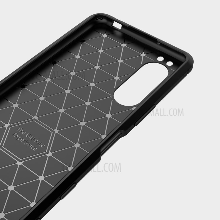 Fibra De Carbono TPU Escovado Caso Do Telefone Móvel Para Sony Xperia 5 II - Preto-4