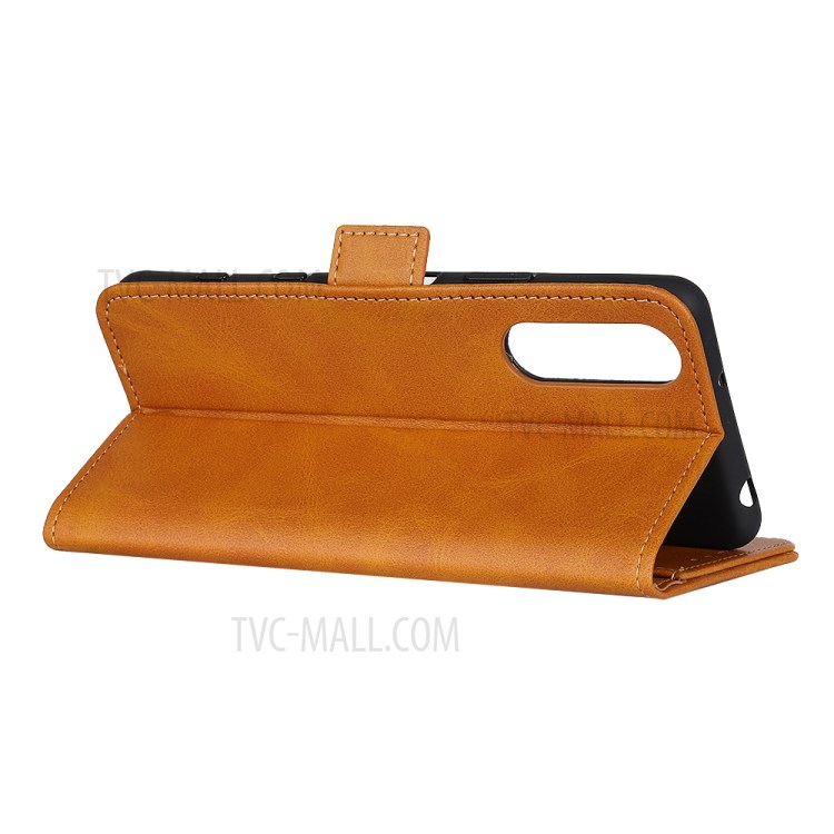 Magnetic Closure Leather Wallet Stand Case Shell for Sony Xperia 5 II - Brown-2