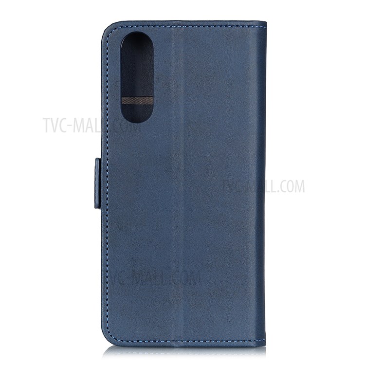 Couro Fechamento Shell Caso Estande Carteira Magnética Para Sony Xperia 5 II - Azul-3