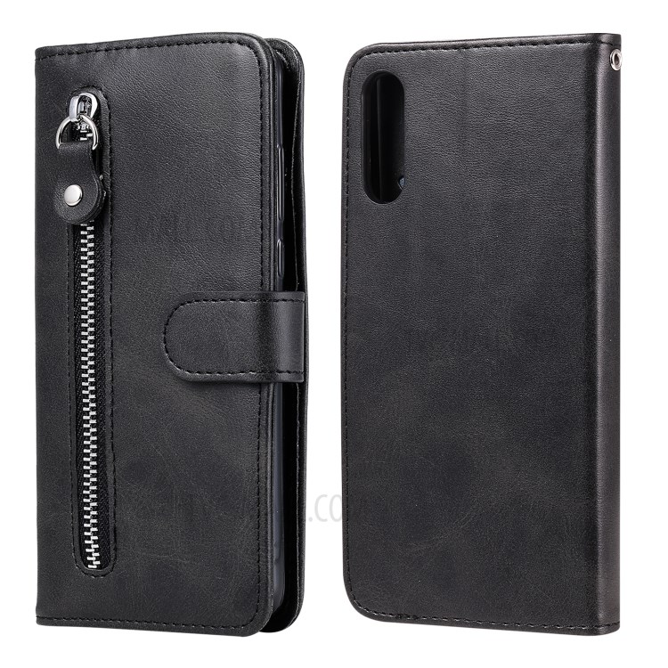 Zipper Pocket Wallet Leather Stand Case for Sony Xperia L4 - Black-1