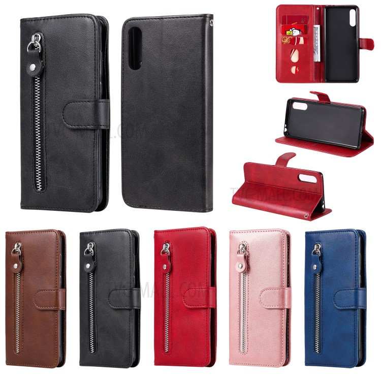 Zipper Pocket Wallet Leather Stand Case for Sony Xperia L4 - Black-12