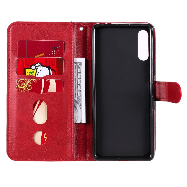 Zipper Pocket Wallet Leather Stand Case for Sony Xperia L4 - Red-5
