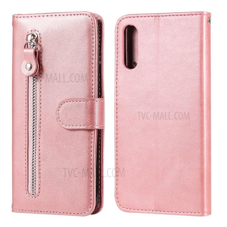 Zipper Pocket Wallet Leather Stand Case for Sony Xperia L4 - Rose Gold-1