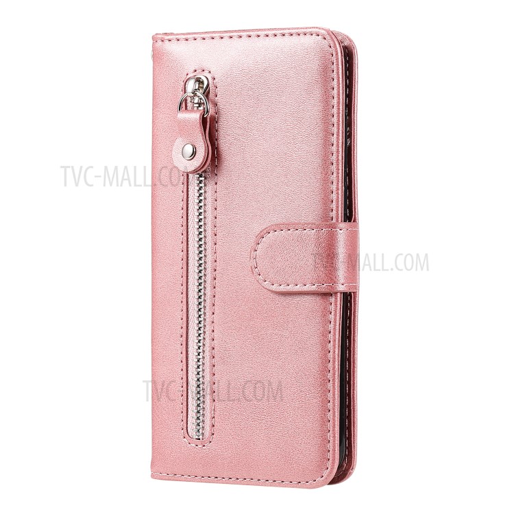 Zipper Pocket Wallet Leather Stand Case for Sony Xperia L4 - Rose Gold-3