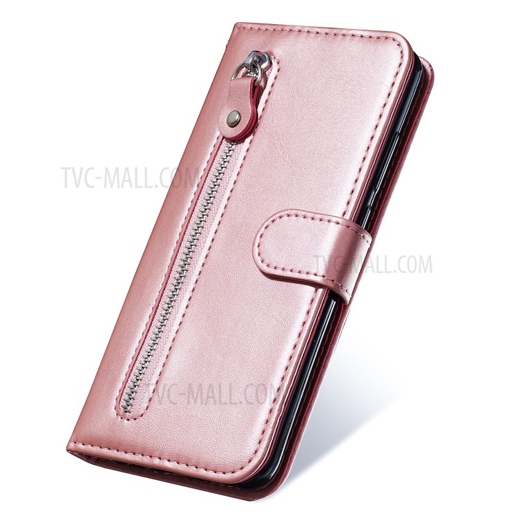 Zipper Pocket Wallet Leather Stand Case for Sony Xperia L4 - Rose Gold-7