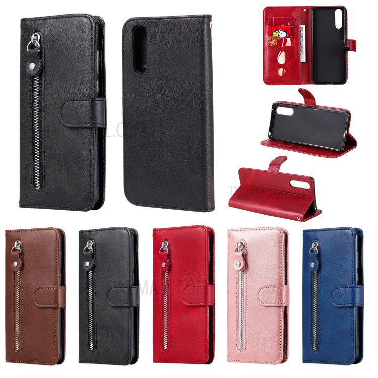 Multi-Function Leather Zippered Wallet Phone Case with Two Cash Pocket for Sony Xperia 10 II - Black-11