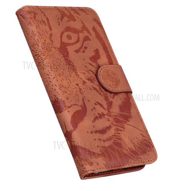 Imprinted Tiger Pattern PU Leather Magnetic Wallet Phone Case for Sony Xperia L4 - Brown-4