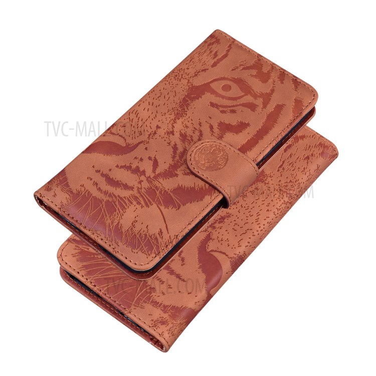 Imprinted Tiger Pattern PU Leather Magnetic Wallet Phone Case for Sony Xperia L4 - Brown-5