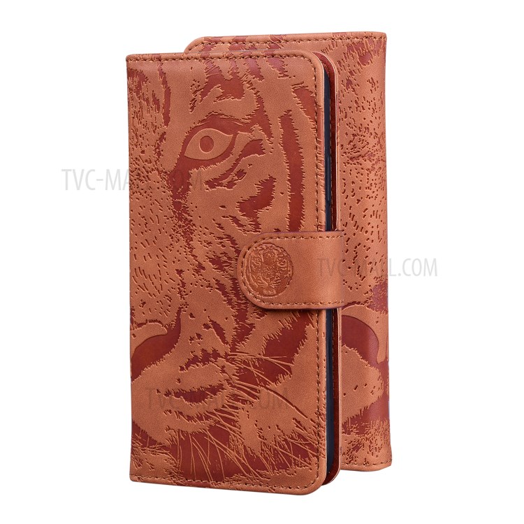 Imprinted Tiger Pattern PU Leather Magnetic Wallet Phone Case for Sony Xperia L4 - Brown-6