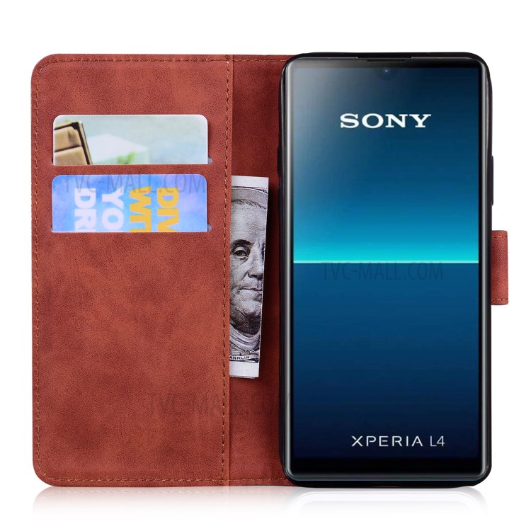 Imprinted Tiger Pattern PU Leather Magnetic Wallet Phone Case for Sony Xperia L4 - Brown-7