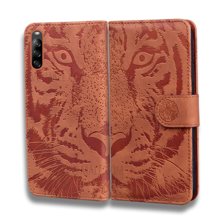 Imprinted Tiger Pattern PU Leather Magnetic Wallet Phone Case for Sony Xperia L4 - Brown-9
