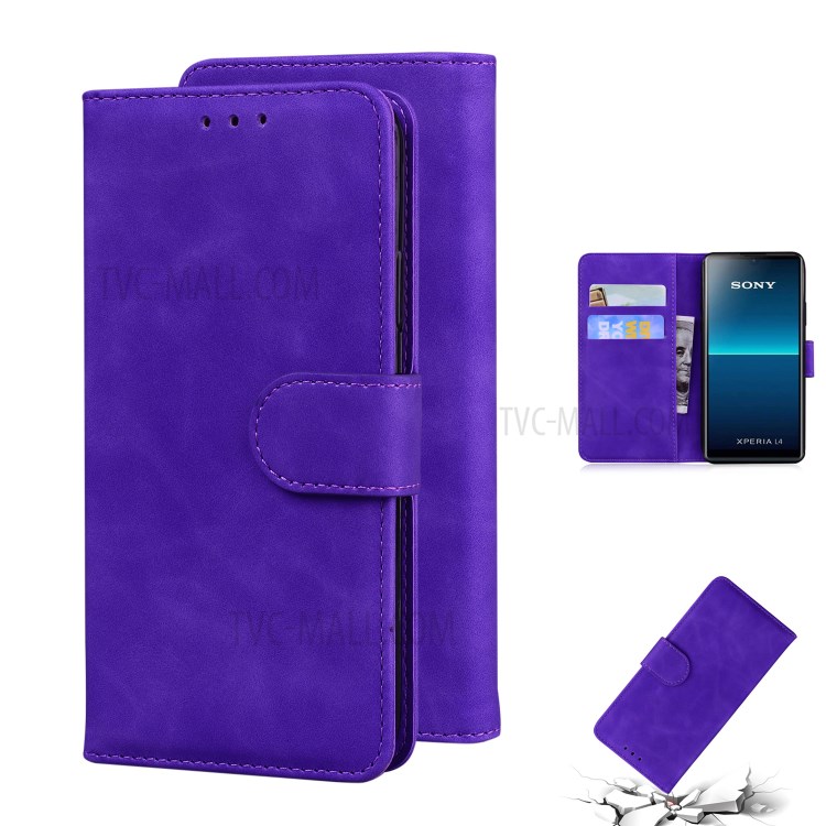 Leather Wallet Stand Phone Case for Sony Xperia L4 - Purple-1