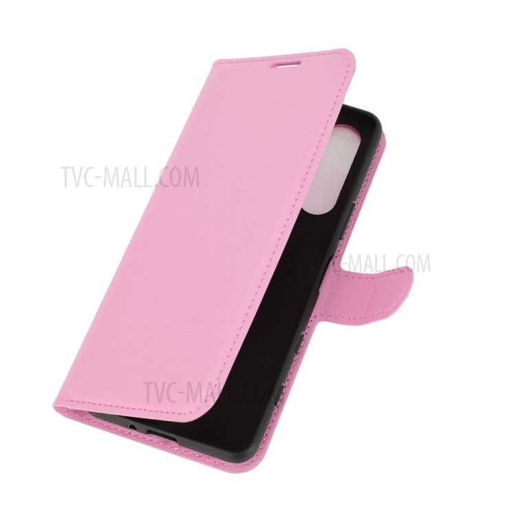 Litchi Texture Leather Wallet Cell Phone Protective Case for Sony Xperia 5 II - Pink-2
