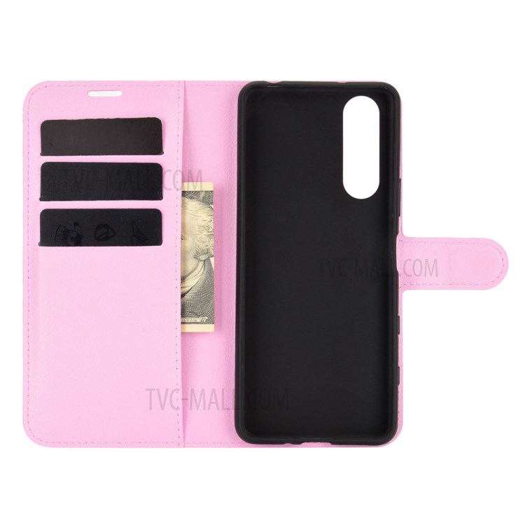 Litchi Texture Leather Wallet Cell Phone Protective Case for Sony Xperia 5 II - Pink-3