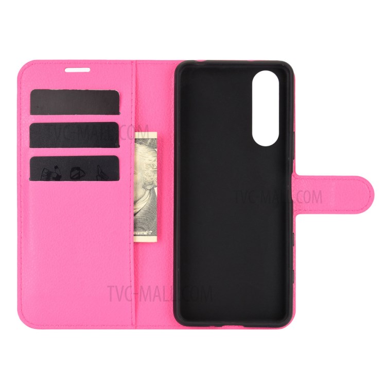 Litchi Texture Leather Wallet Cell Phone Protective Case for Sony Xperia 5 II - Rose-3