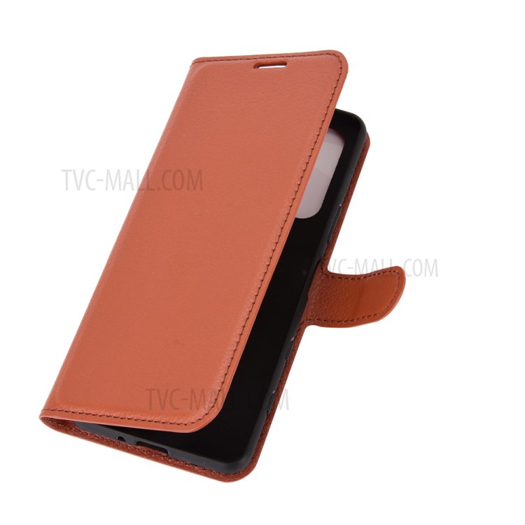 Litchi Texture Leather Wallet Cell Phone Protective Case for Sony Xperia 5 II - Brown-2