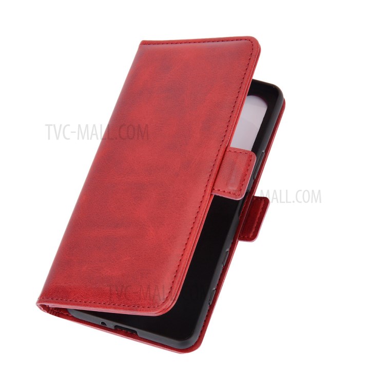 Double Magnetic Clasp Leather Cell Mobile Case for Sony Xperia 5 II - Red-3