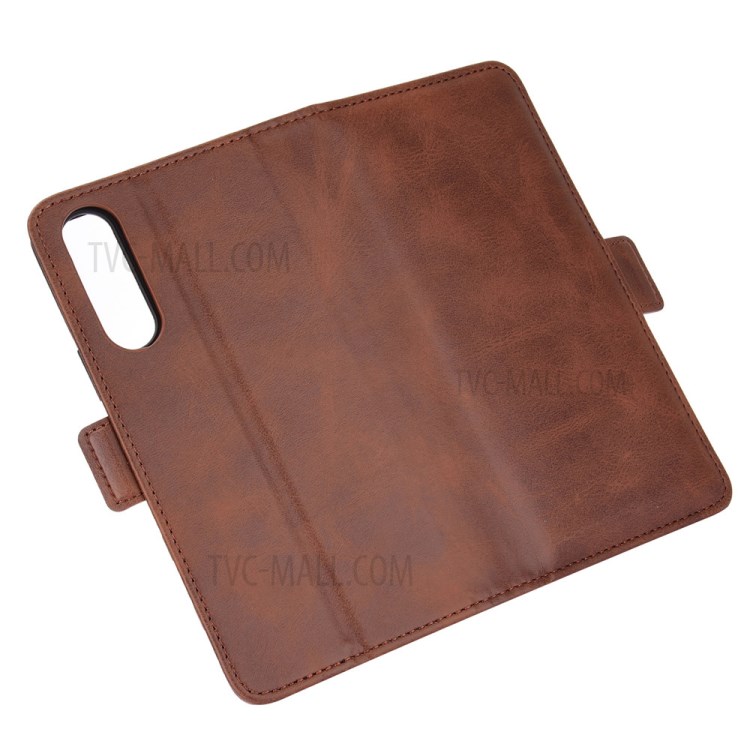 Double Magnetic Clasp Leather Cell Mobile Case for Sony Xperia 5 II - Brown-2