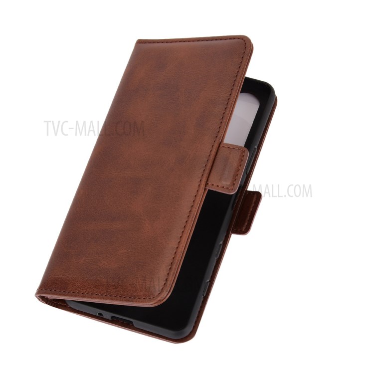 Double Magnetic Clasp Leather Cell Mobile Case for Sony Xperia 5 II - Brown-3