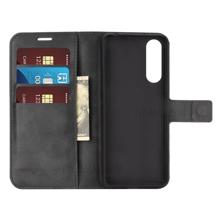 Leather Wallet Phone Protective Shell with Stand for Sony Xperia 5 II - Black-3