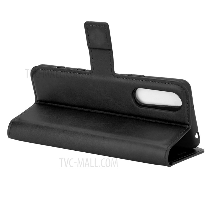 Leather Wallet Phone Protective Shell with Stand for Sony Xperia 5 II - Black-5