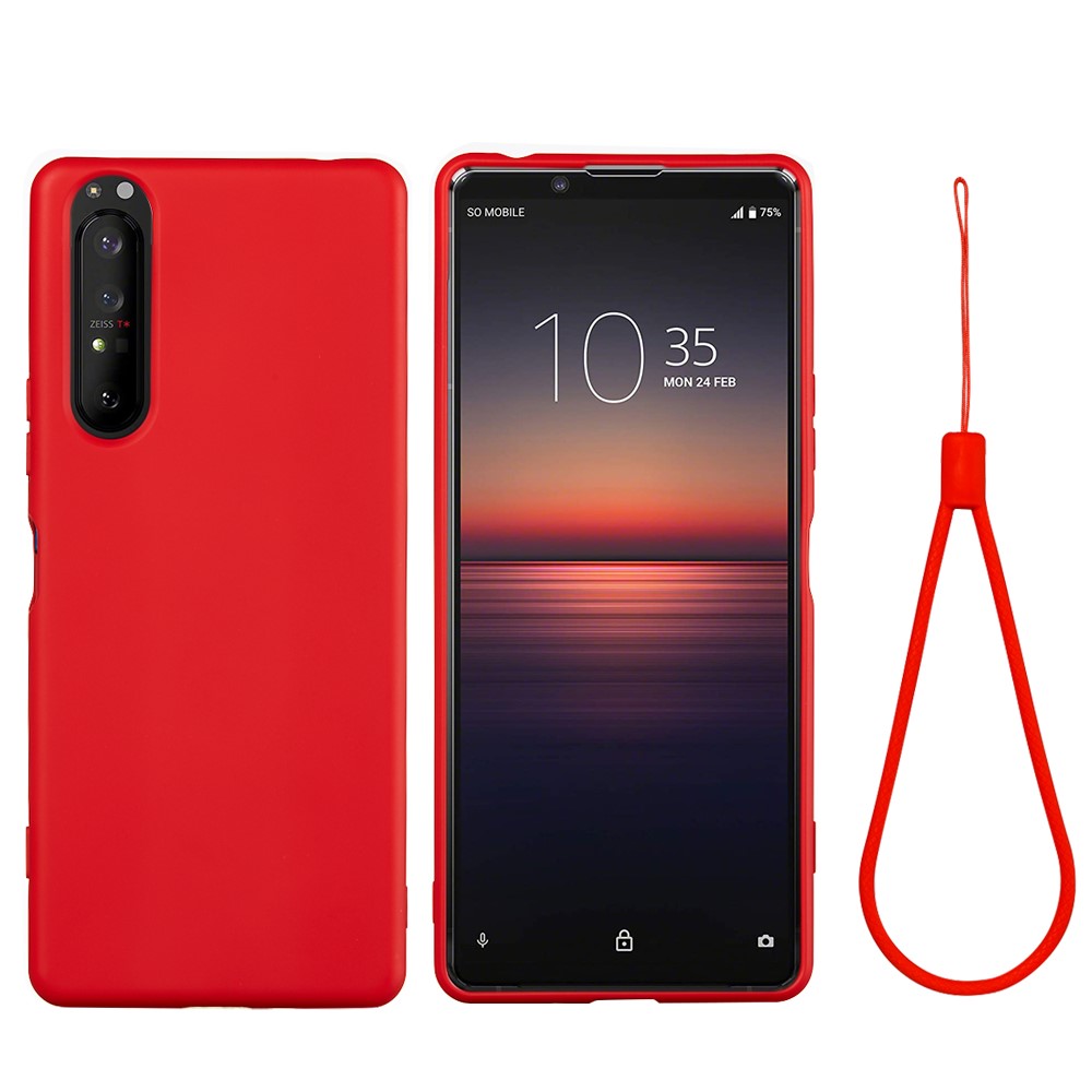 Custodia di Copertura Del Telefono in Silicone Liquido Per Sony Xperia 1 II - Rosso