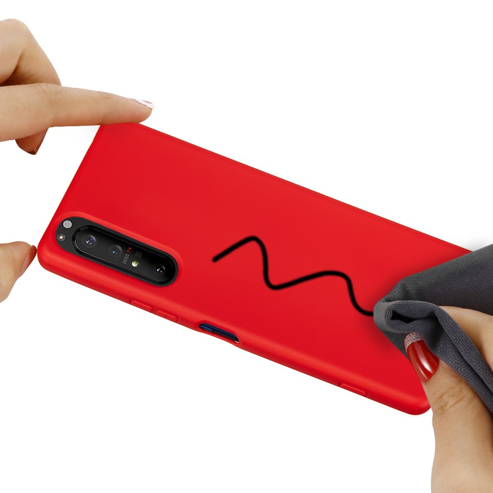 Capa de Telefone de Silicone Líquido Para Sony Xperia 1 II - Vermelho-4