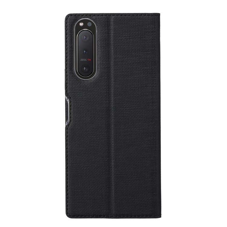 VILI DMX Cross Texture Card Slot Stand Leather Case for Sony Xperia 5 II - Black-5