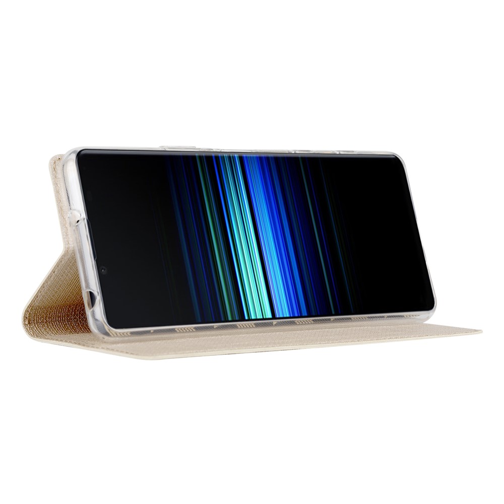 VILI DMX Cross Texture Card Slot Stand Leather Case for Sony Xperia 5 II - Gold-3
