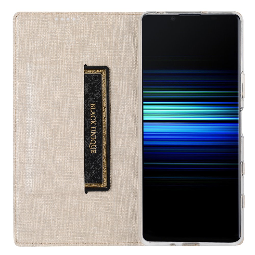 VILI DMX Cross Texture Card Slot Stand Leather Case for Sony Xperia 5 II - Gold-5