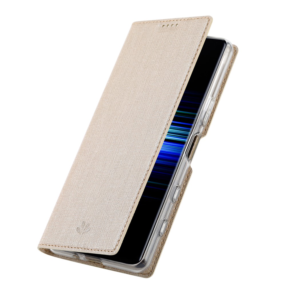 VILI DMX Cross Texture Card Slot Stand Leder Hülle Für Sony Xperia 5 II - Gold-7