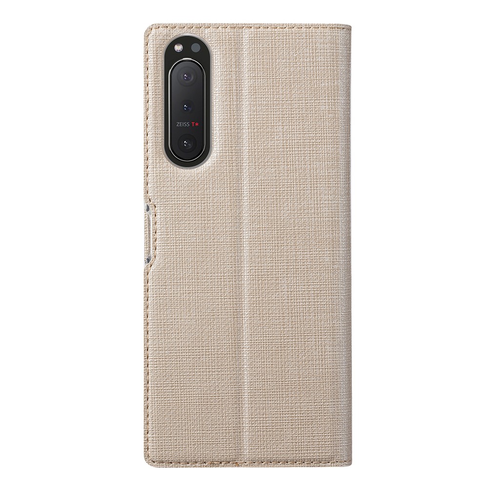 VILI DMX Cross Texture Card Slot Stand Leather Case for Sony Xperia 5 II - Gold-8