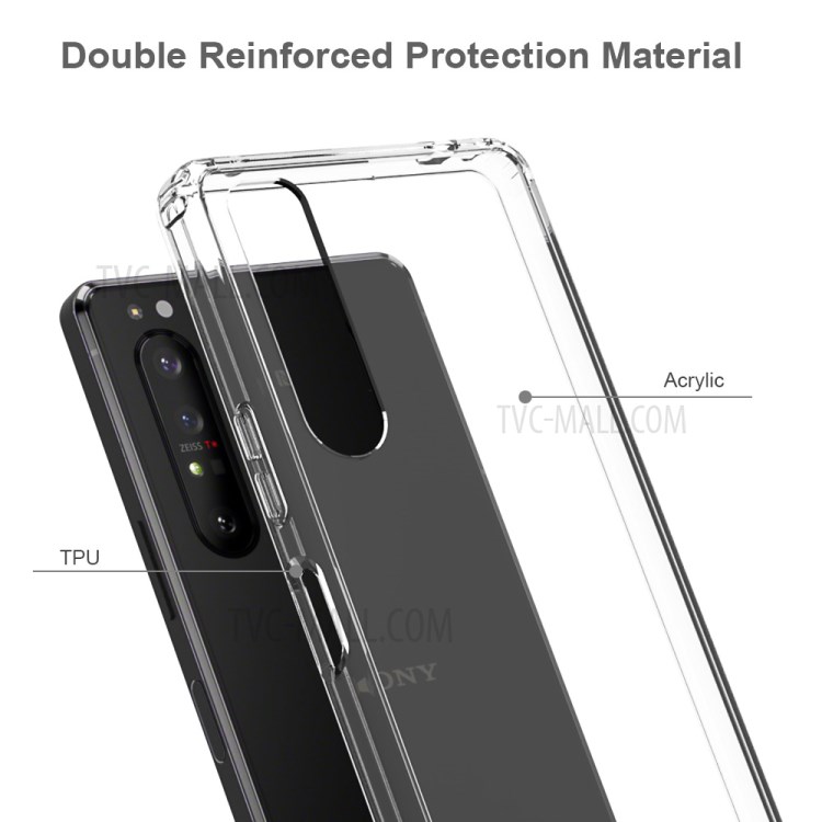 TPU Anti-riscos Transparente + Shell Híbrido Acrílico Para Sony Xperia 1 II