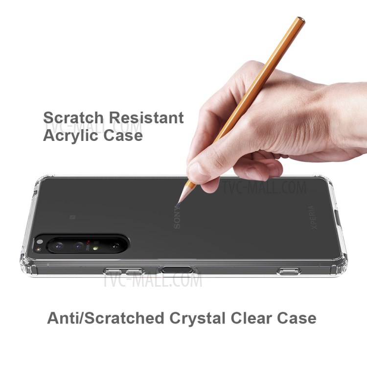 TPU Anti-riscos Transparente + Shell Híbrido Acrílico Para Sony Xperia 1 II