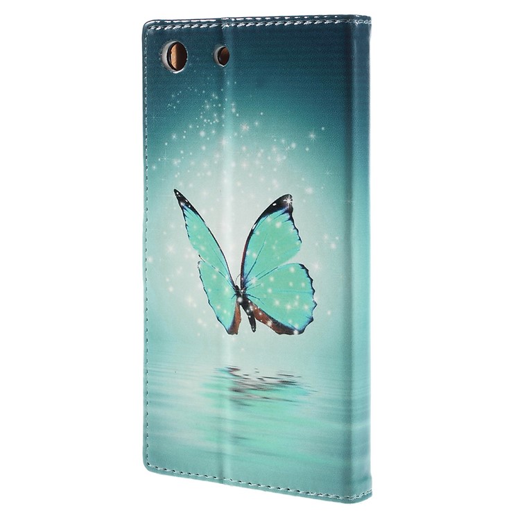 Leather Wallet Case for Sony Xperia M5 E5603/Dual E5633 - Blue Butterfly-2