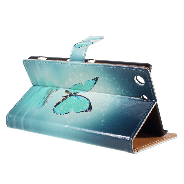 Leather Wallet Case for Sony Xperia M5 E5603/Dual E5633 - Blue Butterfly-5
