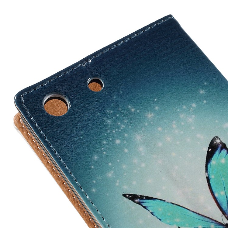 Leather Wallet Case for Sony Xperia M5 E5603/Dual E5633 - Blue Butterfly-8