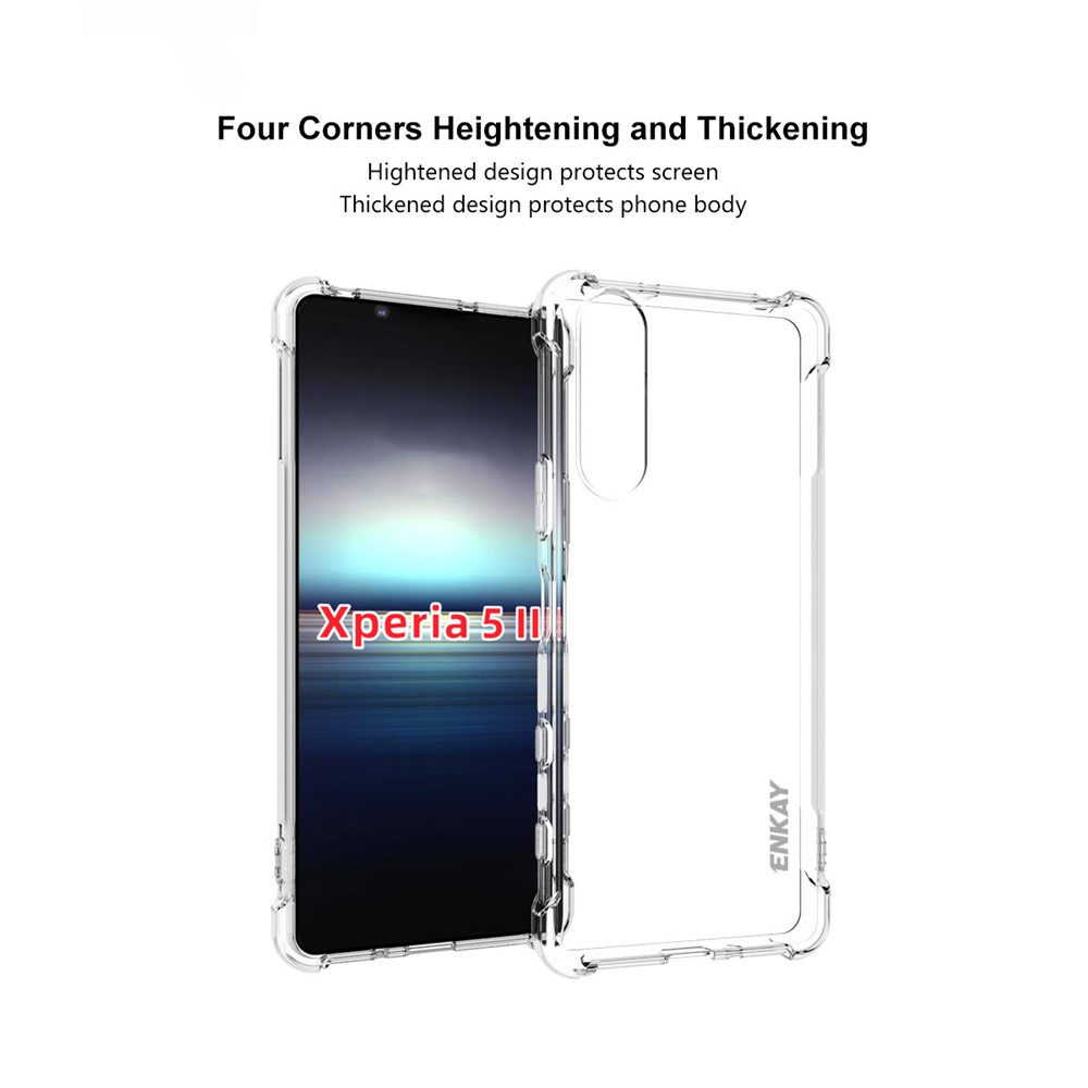 ENKAY HAT-PRINCE Four Corner Thickening Anti-Slip Cover Shockproof Clear TPU Case + Tempered Glass Screen Protector for Sony Xperia 5 II-2