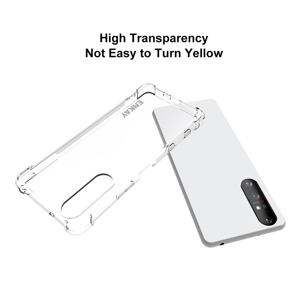 ENKAY HAT-PRINCE Four Corner Thickening Anti-Slip Cover Shockproof Clear TPU Case + Tempered Glass Screen Protector for Sony Xperia 5 II-5