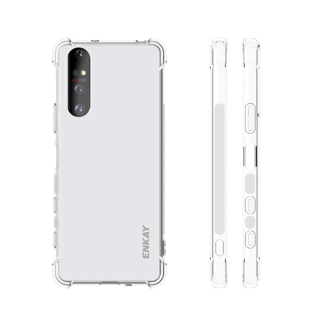 ENKAY HAT-PRINCE Four Corner Thickening Anti-Slip Cover Shockproof Clear TPU Case + Tempered Glass Screen Protector for Sony Xperia 5 II-6