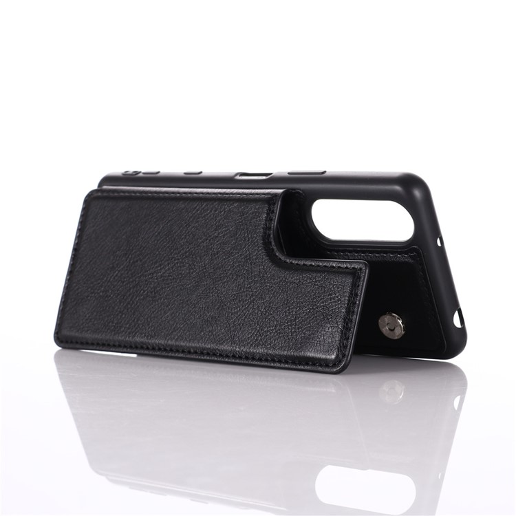 Classic Card Holder Shell Com Kickstand Para Sony Xperia 5 II - Preto-2