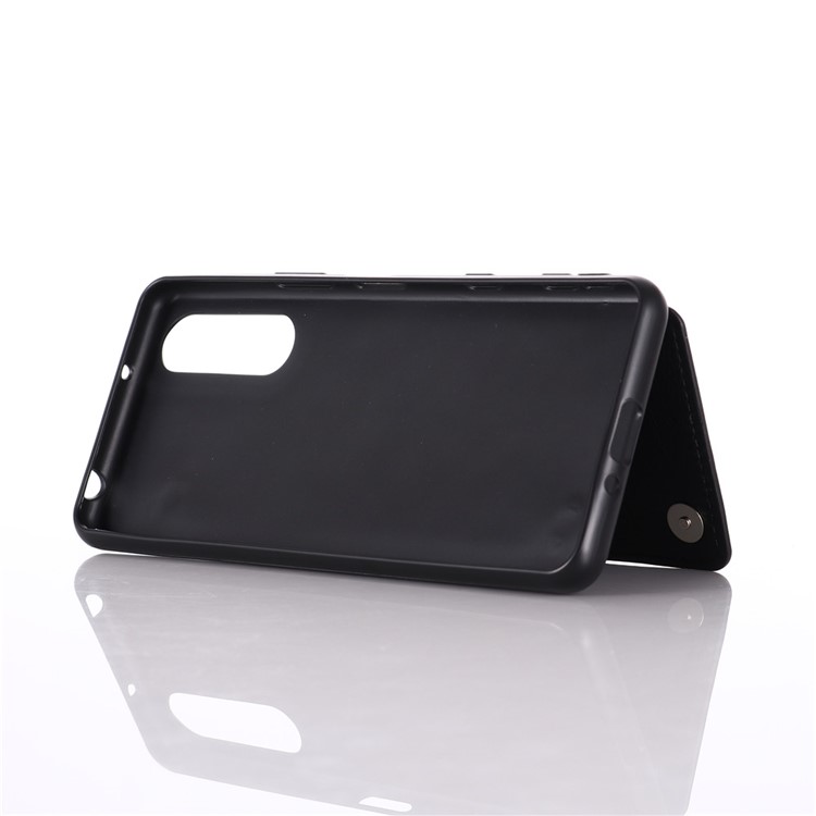 Classic Card Holder Shell with Kickstand for Sony Xperia 5 II - Black-3