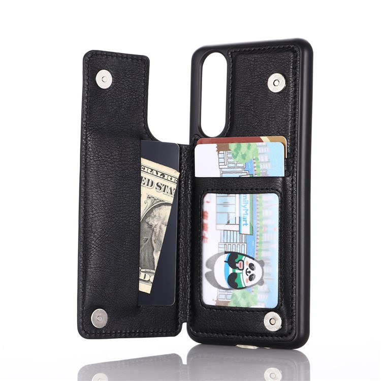 Classic Card Holder Shell with Kickstand for Sony Xperia 5 II - Black-4