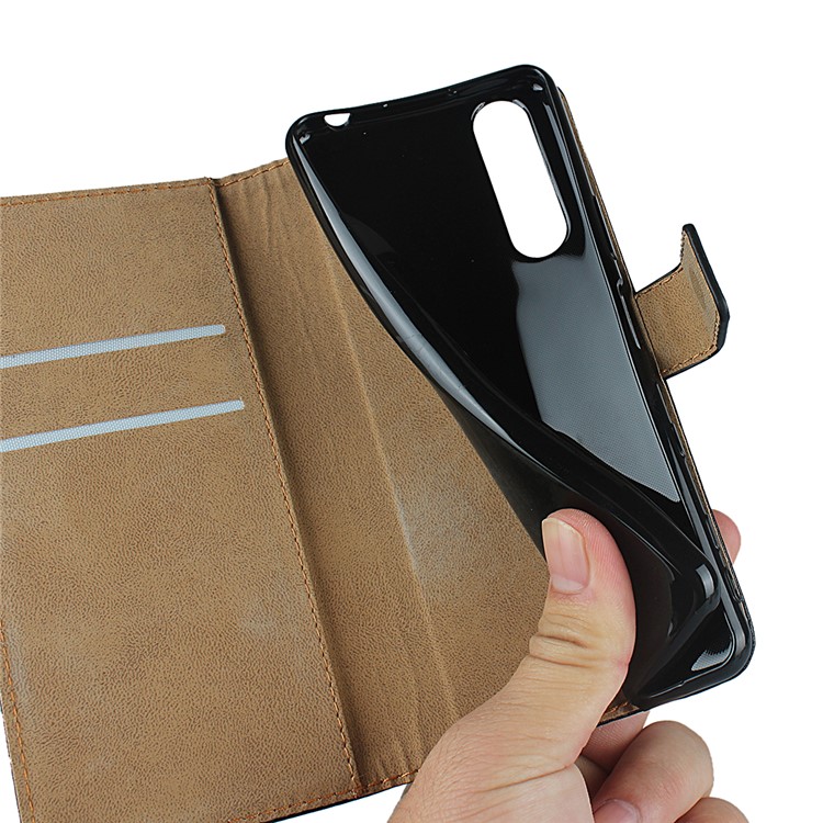 Genuine Leather Wallet Stand Phone Shell for Sony Xperia 5 II - Black-12