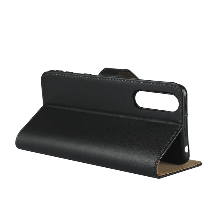 Genuine Leather Wallet Stand Phone Shell for Sony Xperia 5 II - Black-6