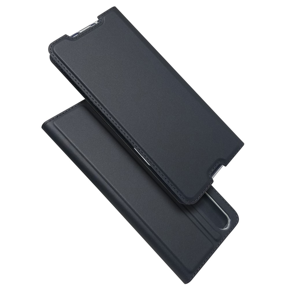 Soporte de Adsorción Magnética Case de Tarjetas de Cuero Para Sony Xperia 5 II - Negro